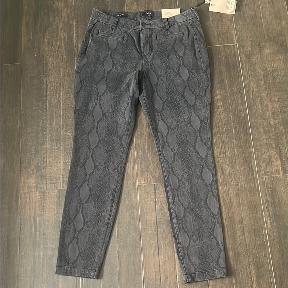 NYDJ Charcoal Snake Print Trousers